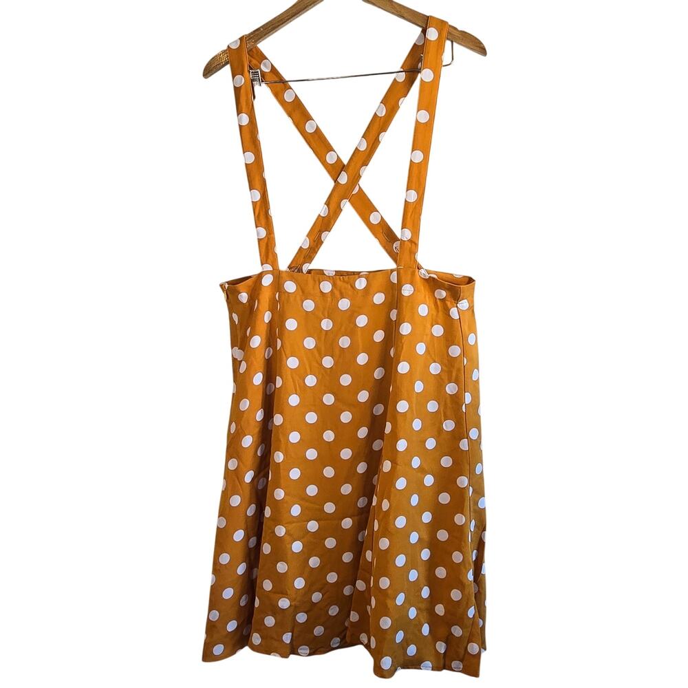 Size L Polka Dot Suspender Skirt Adjustable Straps Vintage Inspired Midi